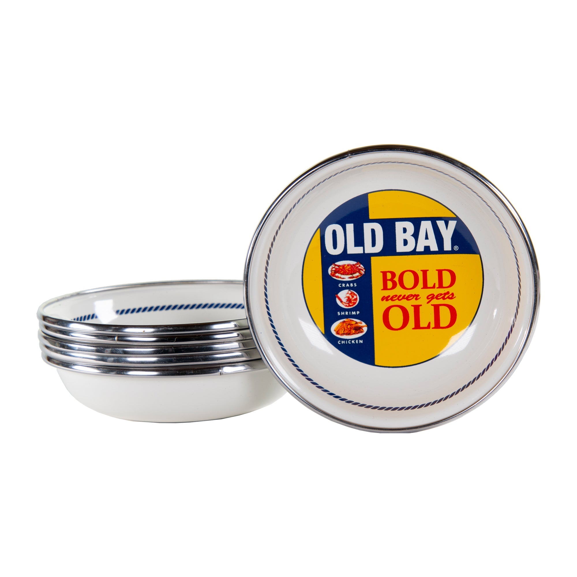 Single Golden Rabbit Themed Old Bay Tasting Porcelain Enamel Coated Carbon Steel Dish