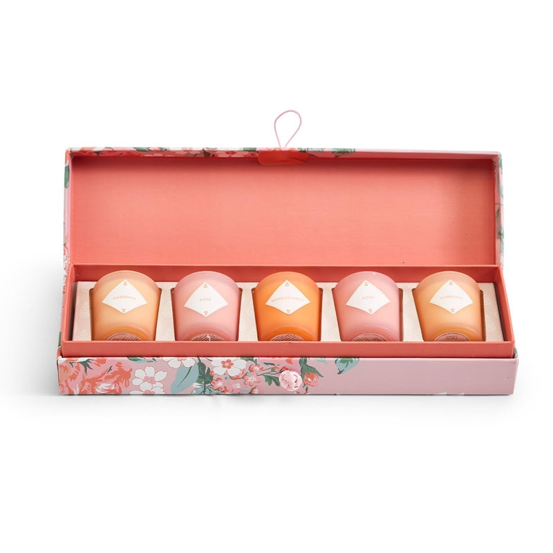 Two's Company Fleurette Collection: Set of Five Exquisite Scented Candles Presented in a Beautiful Gift Box