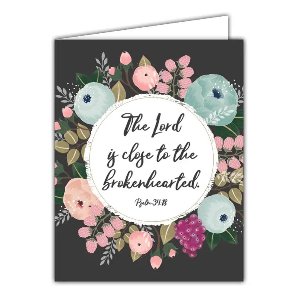 RosanneBeck Collections Hand - Glittered Small Folded Greeting Card with the Quote 'The Lord Is Close To the Brokenhearted'