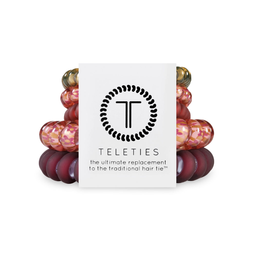 TELETIES Premium Spiral Hair Coils Mixed Pack - Burgundy Bliss Hair Ties for Stylish Hair Holding