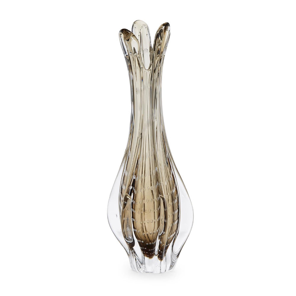 15 1/2-Inch Hand-Blown Grey Glass Vase by Two's Company