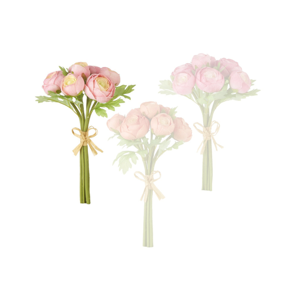 Raz Imports Artificial 11-Inch Soft Touch Ranunculus Flower Bundle in Peach and Pink Colors