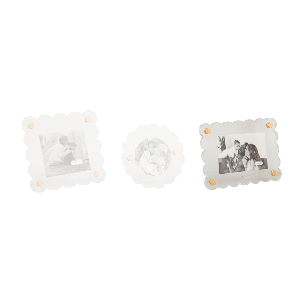 Mud Pie Mini Elegant Scalloped Acrylic Photo Frames for Displaying Precious Memories