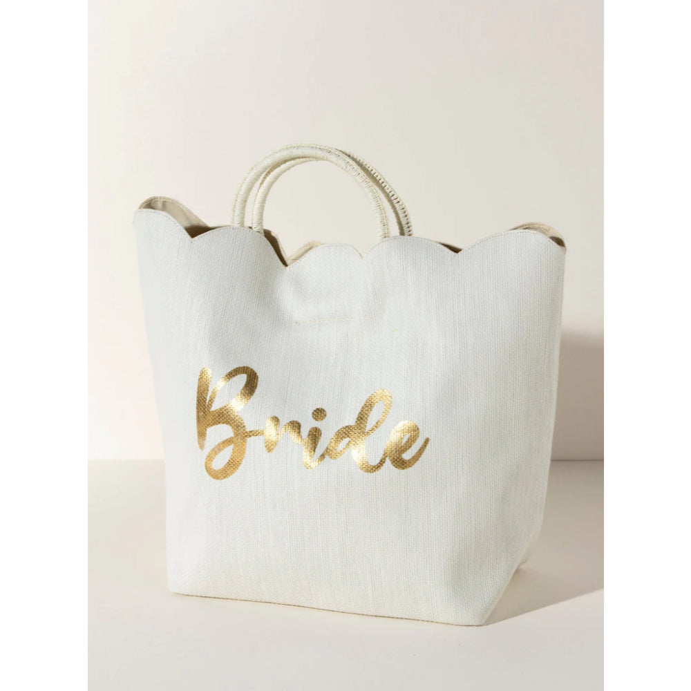 Shiraleah Ivory Scalloped Edge 'Bride' Summer Tote Bag