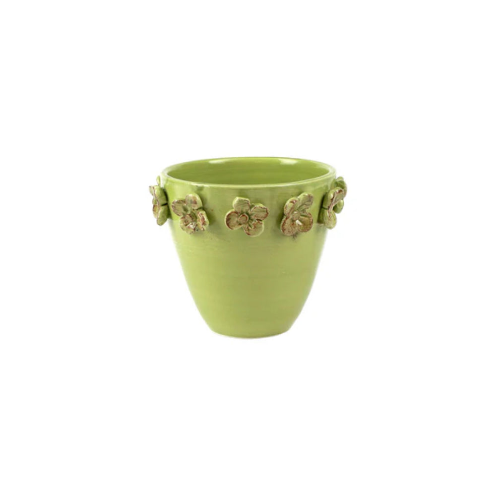 Vietri Small Hand - sculpted Rustic Garden Cachepot for Italian - style Home and Garden