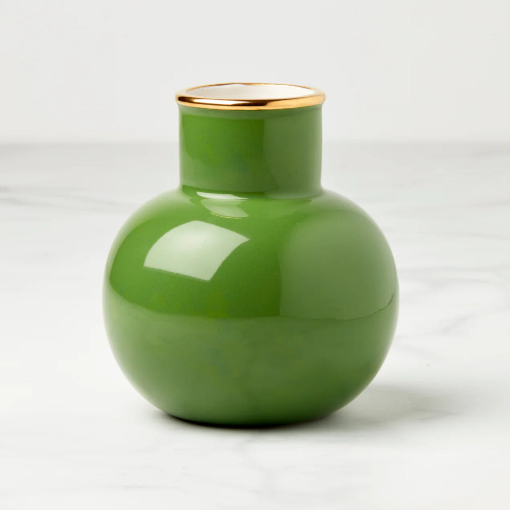 Kate Spade Vibrant Small Green Vase with 24K Gold Accents