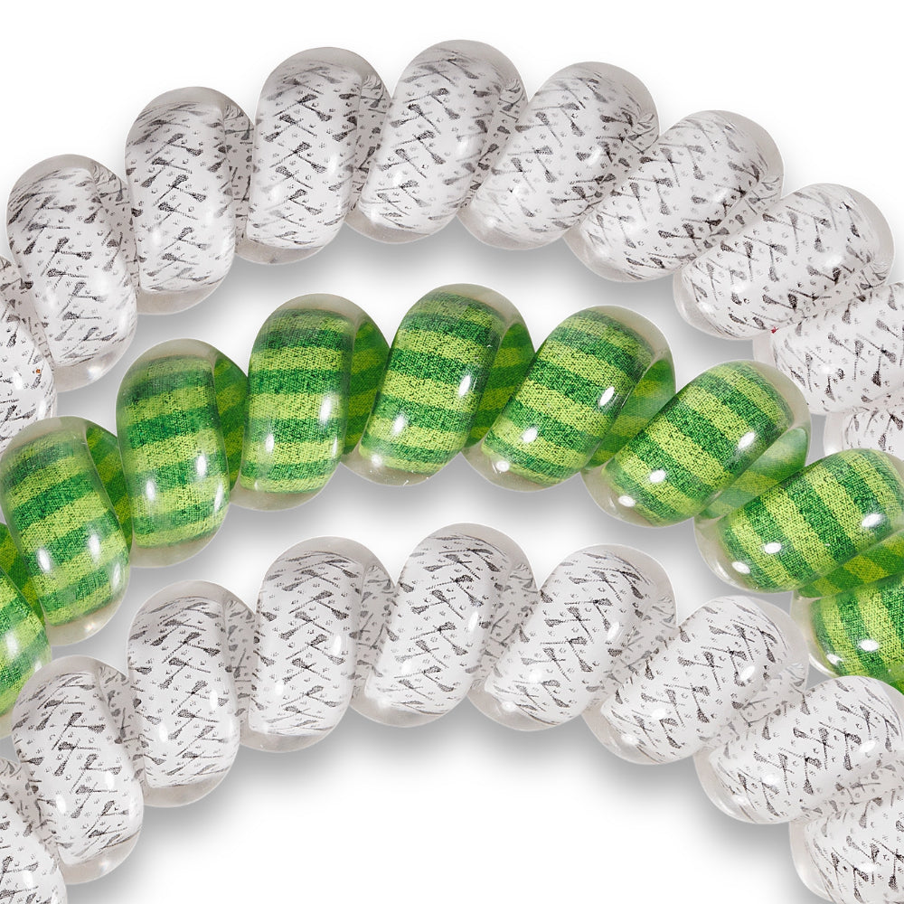 TELETIES Large Lacrosse Themed Spiral Hair Coils Hair Ties (Set of 3)