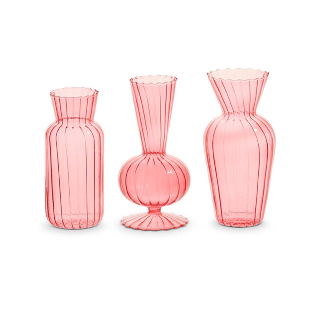 Raz Imports Set of 6 Pink Glass Vases for Decorative Purposes