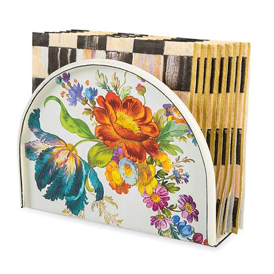 MacKenzie-Childs White Flower Market Stylish Napkin Holder
