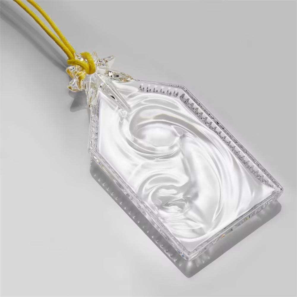 Exquisite Waterford Crystal Nativity Ornament with Yellow Rope Tie