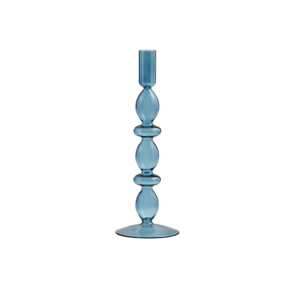 Mud Pie Hand - Blown Textured Glass Taper Candle Holders in Pink, Blue & Clear