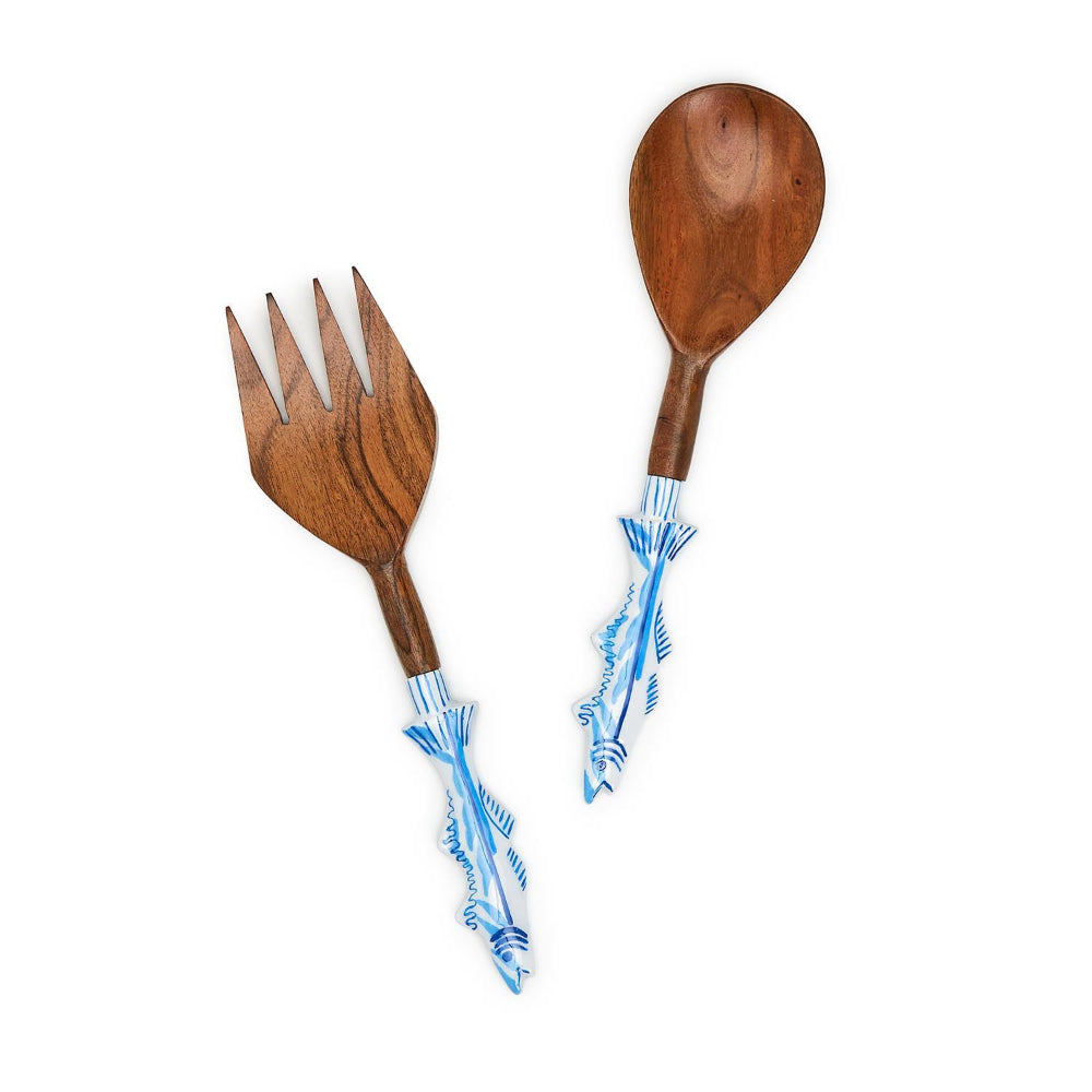 Exquisite Two-piece Set of Two's Company Fish-handled Salad Servers for Your Dining Table