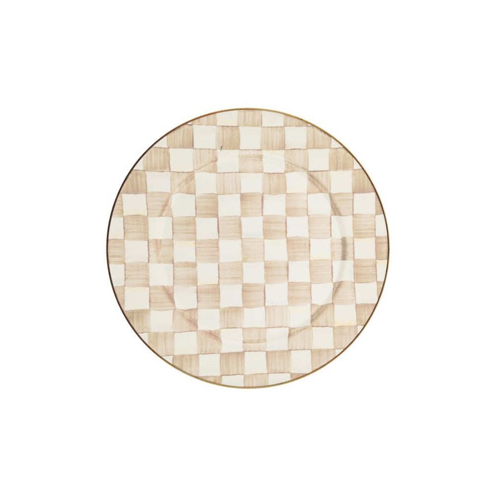 Stylish Hand - painted Mocha Check Heavy - gauge Steel Serving Platter