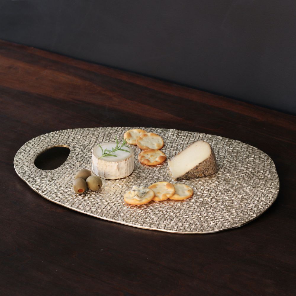 Beatriz Ball's Stunning Gold Modern Oval Platter for Cheese and Charcuterie