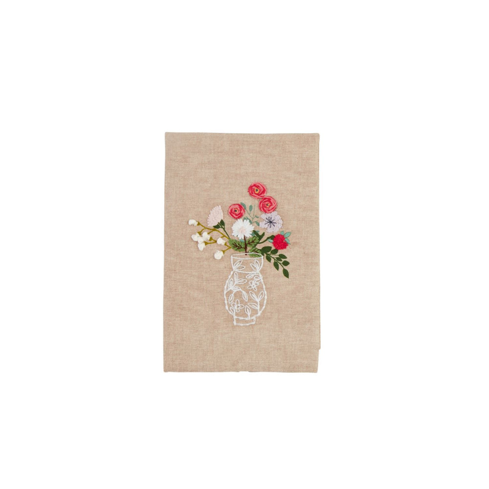 Exquisite Mud Pie Embroidered White Cotton Hand Towel