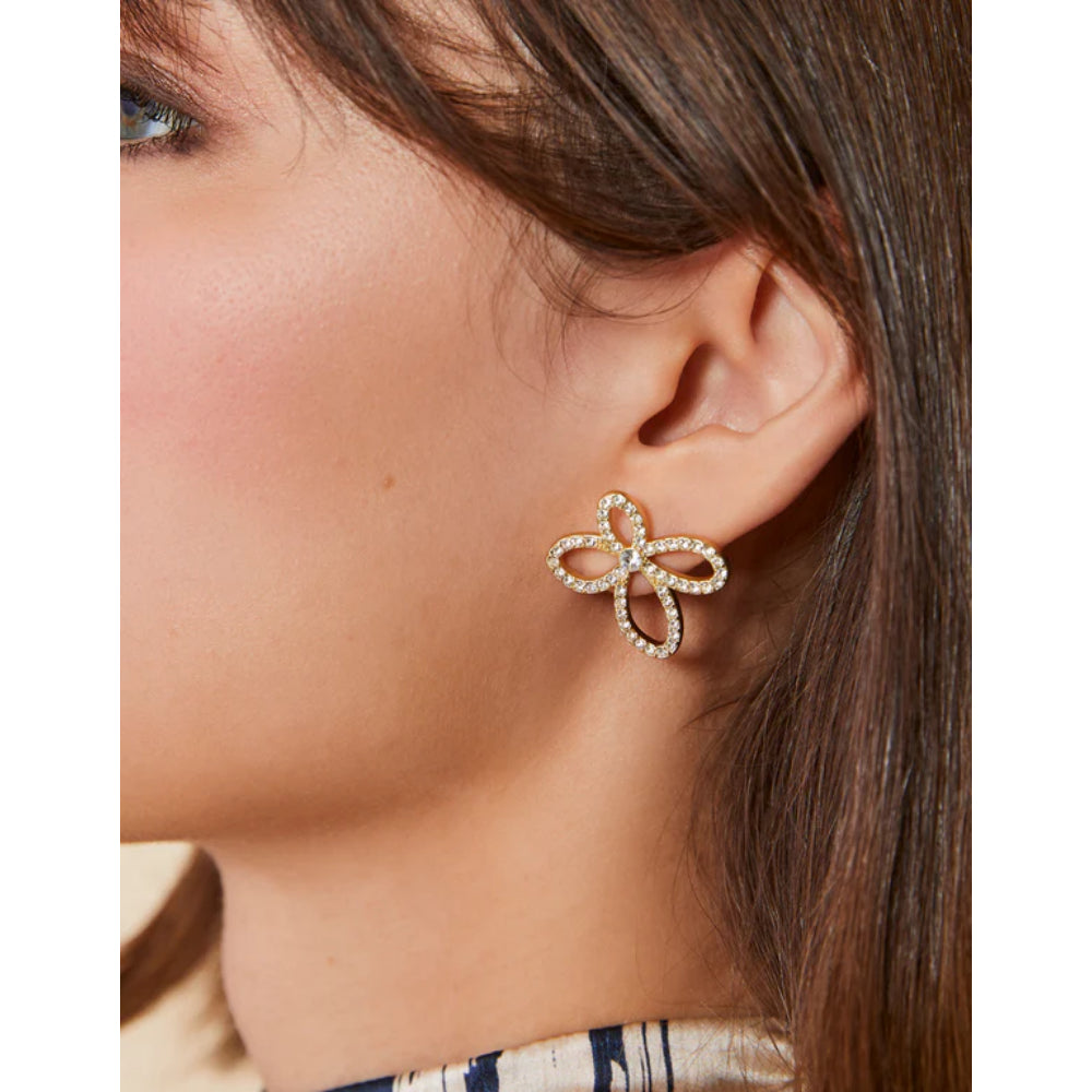 Spartina Fashionable Louise Flower Style Crystal Stud Earrings for Women