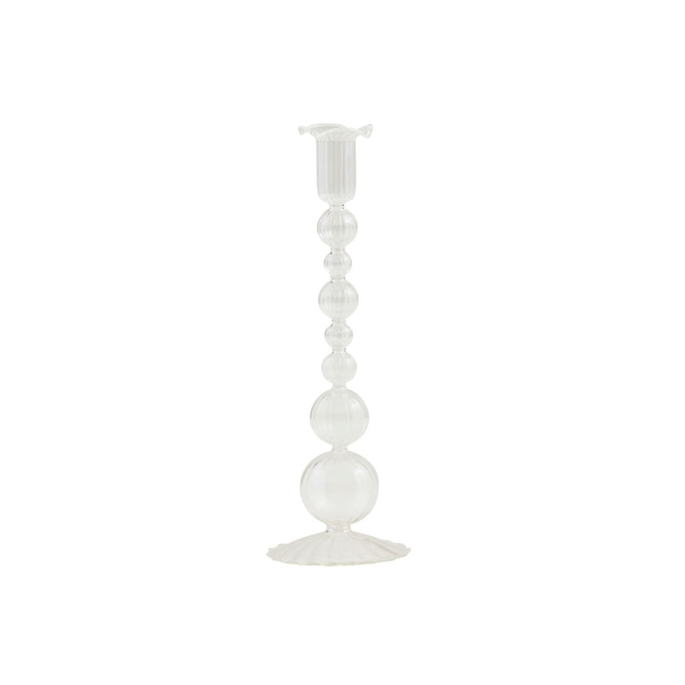 Mud Pie Hand - Blown Textured Glass Taper Candle Holders in Pink, Blue & Clear