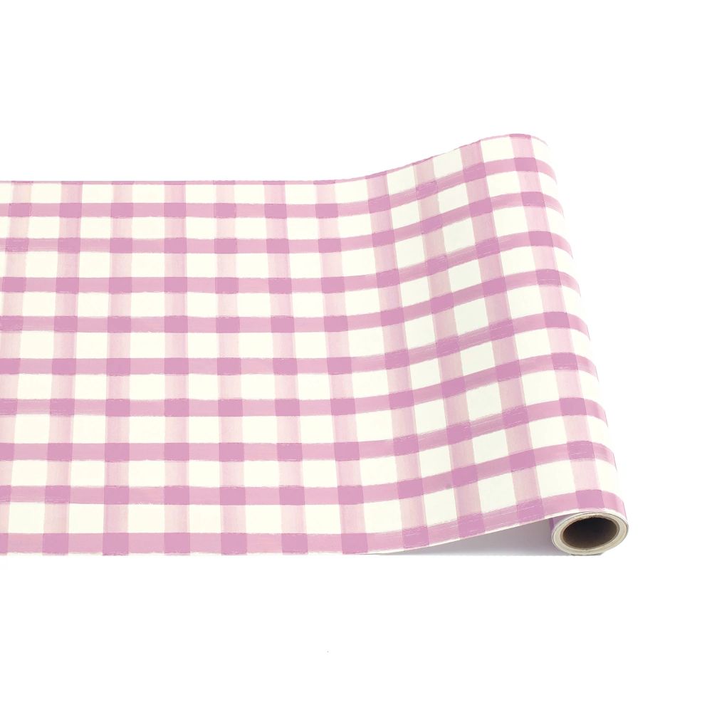 Hester & Cook Decorative Lilac Painted Check Pattern Paper Table Runner for Entertaining and Gift Wrapping
