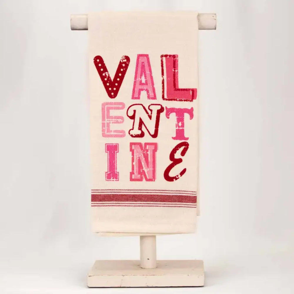 The Royal Standard Valentine Decorative Kitchen Hand Towel in Cream, Red, and Pink Colors (20x28 Size)