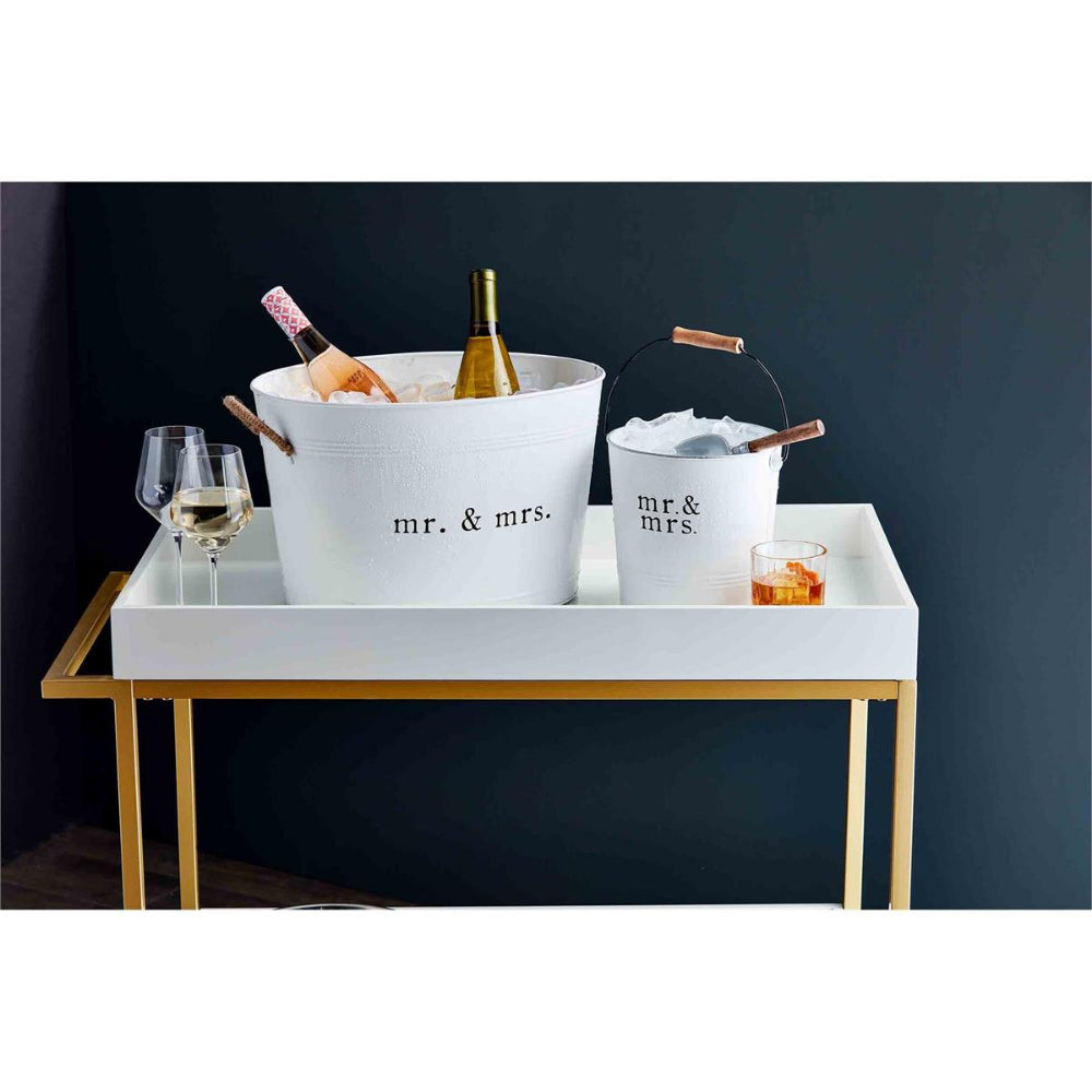 Mud Pie Enamel Coated Tin Ice Bucket for Mr. & Mrs. Party - In-Store Collection Only