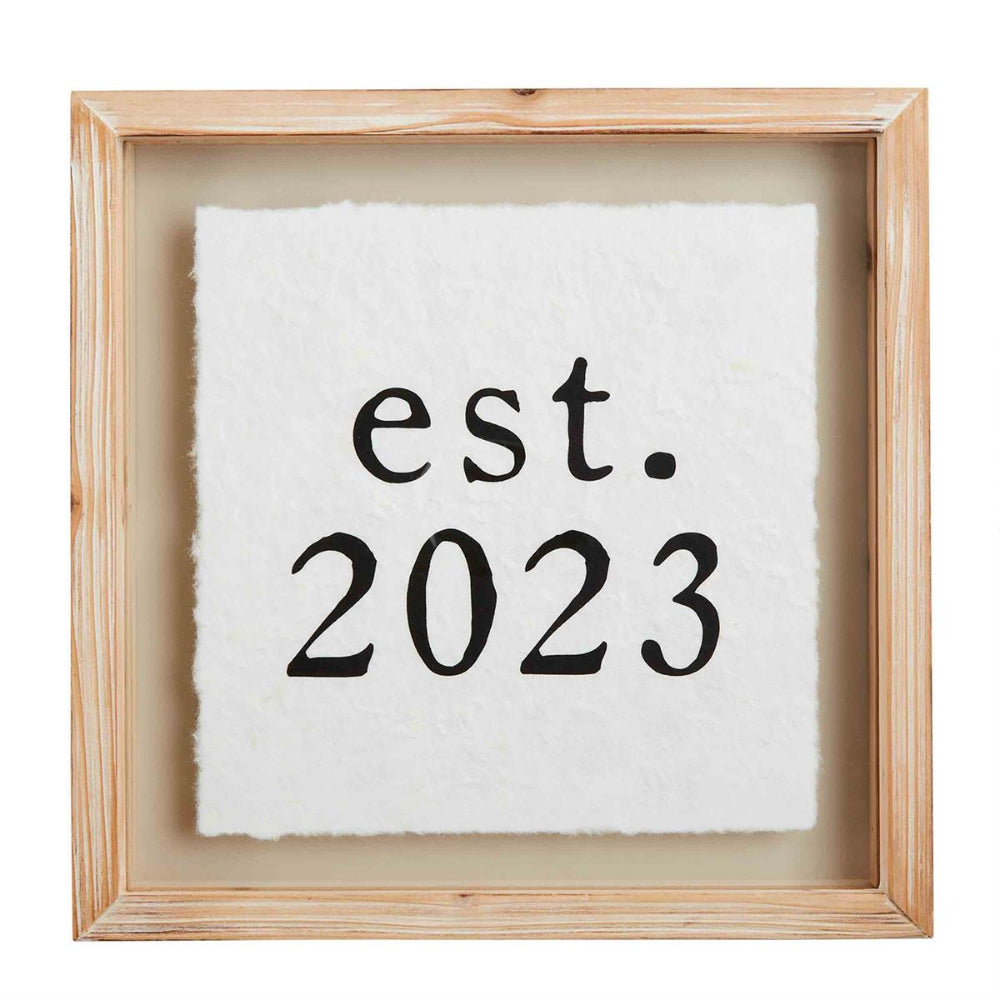 2023 Established Mud Pie Glass-Enclosed Recycled Parchment Plaque