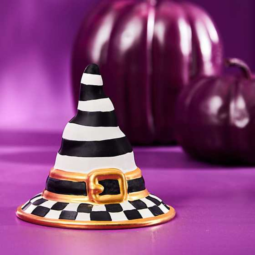 MacKenzie-Childs Handmade Gold Lustre Striped Witch Hat Paperweight