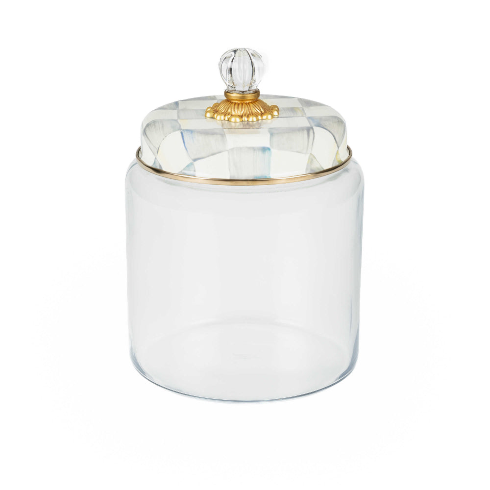 MacKenzie-Childs Hand-Painted Sterling Check Glass Kitchen Canister Set