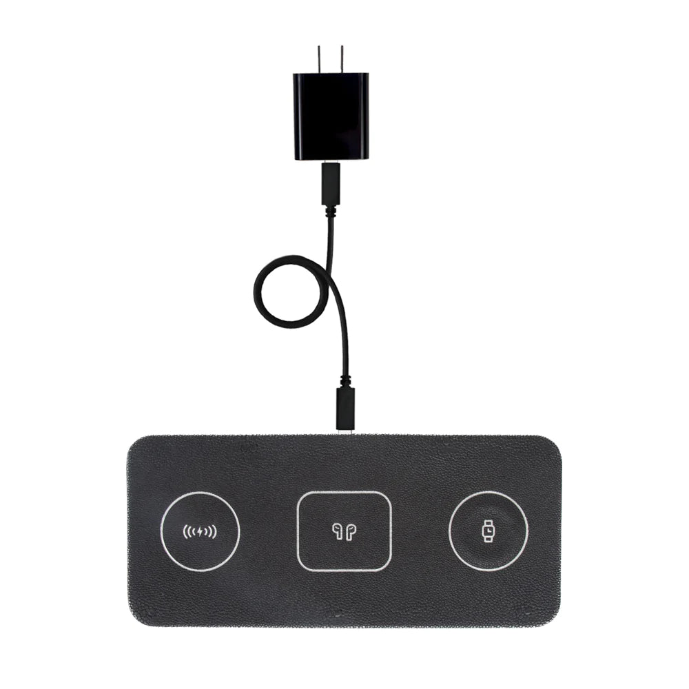 Ace 15W Portable Qi-Certified 3-in-1 Wireless Fast Charging Pad for Multiple Devices