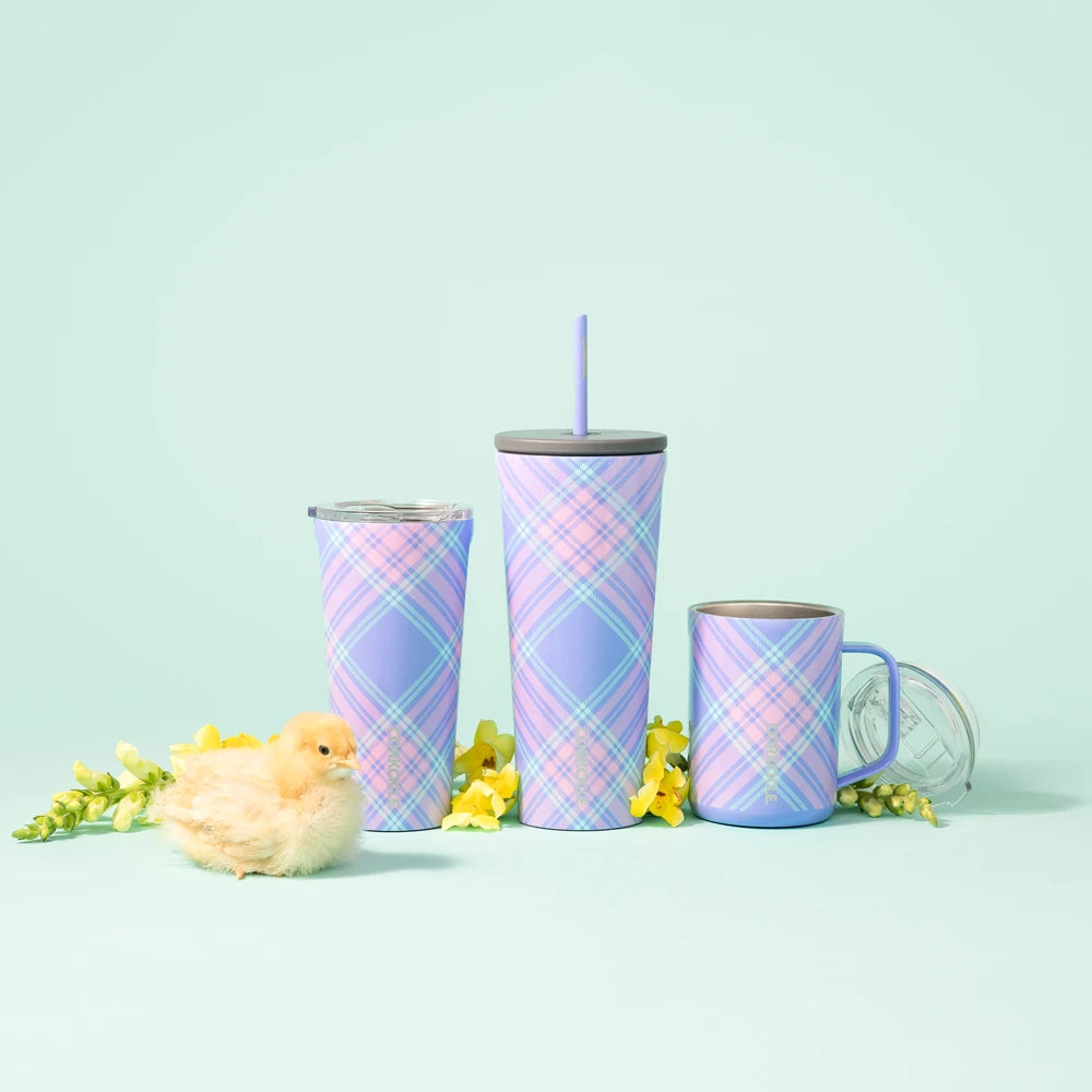 Corkcicle 16-ounce Springtime Plaid Insulated Mug for Stylish Sipping