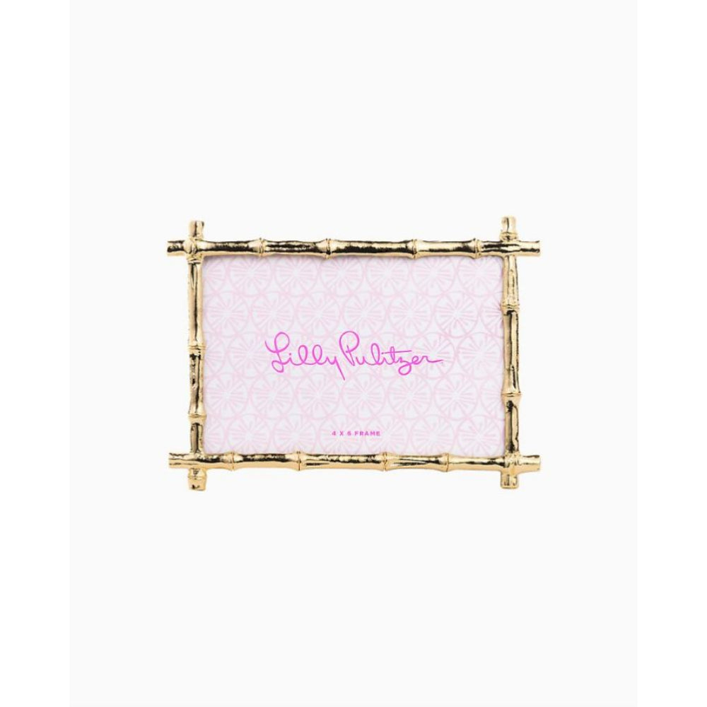 Lilly Pulitzer Medium-Sized 4x6 Metal Bamboo-Style Photo Frame for Decorative Display