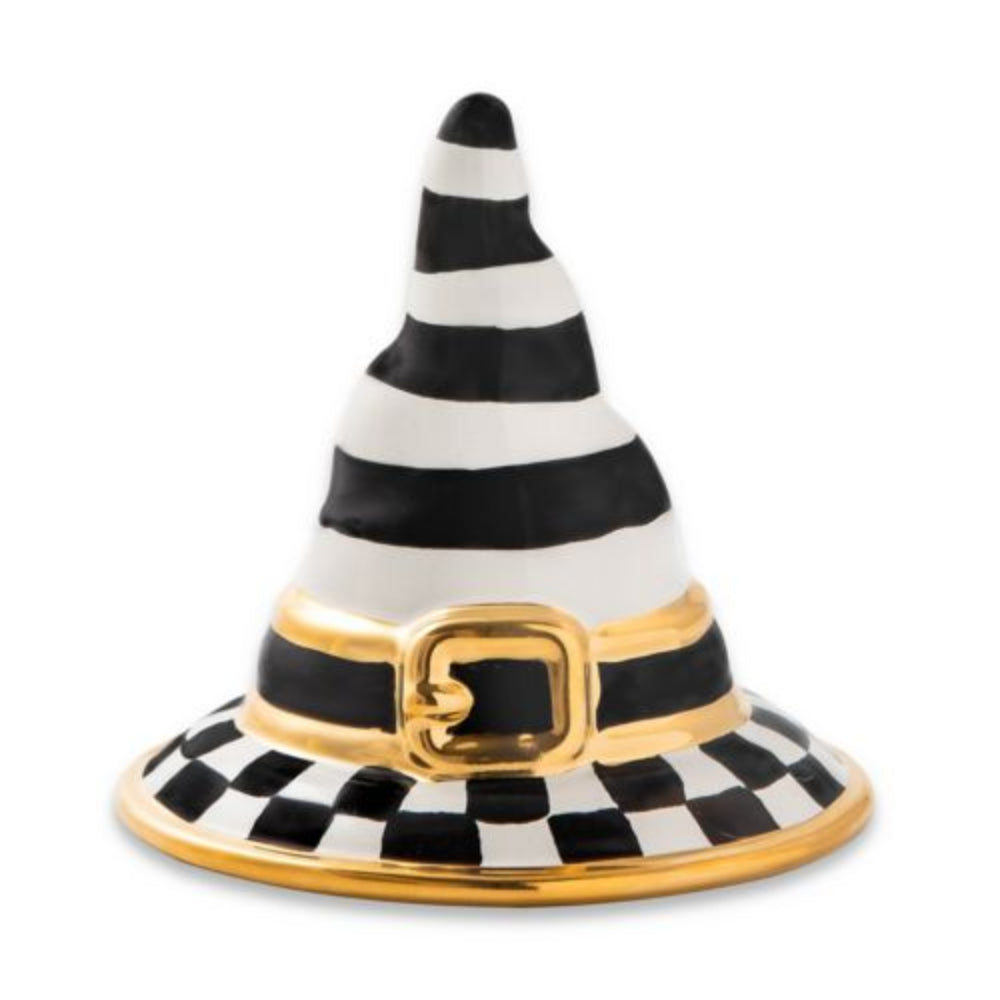 MacKenzie-Childs Handmade Gold Lustre Striped Witch Hat Paperweight