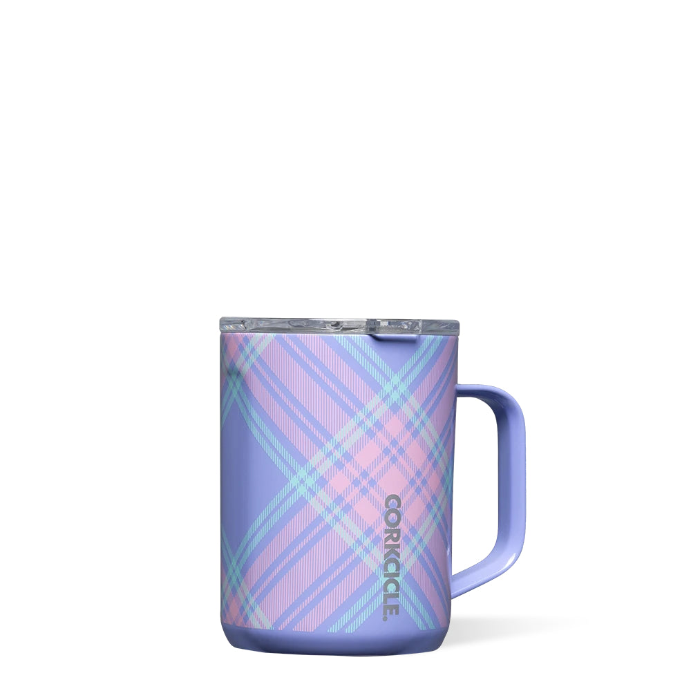Corkcicle 16-ounce Springtime Plaid Insulated Mug for Stylish Sipping