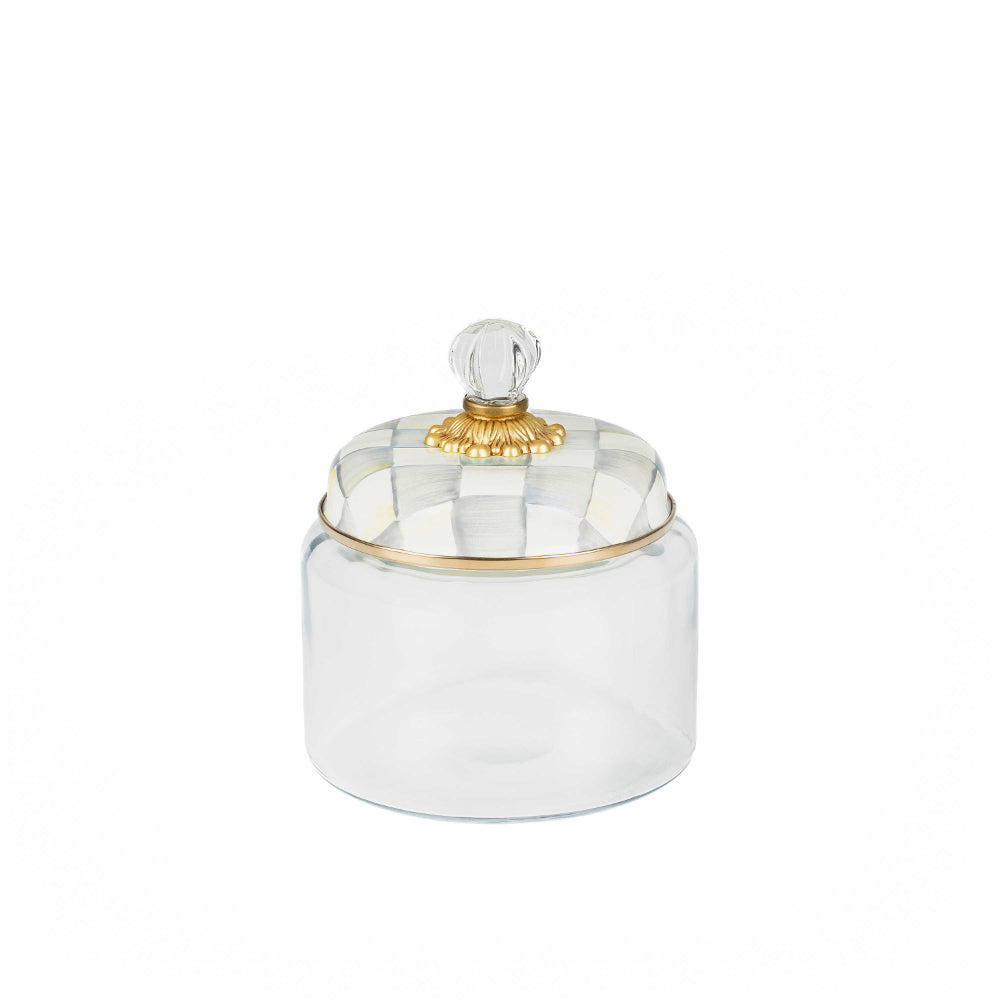MacKenzie-Childs Hand-Painted Sterling Check Glass Kitchen Canister Set