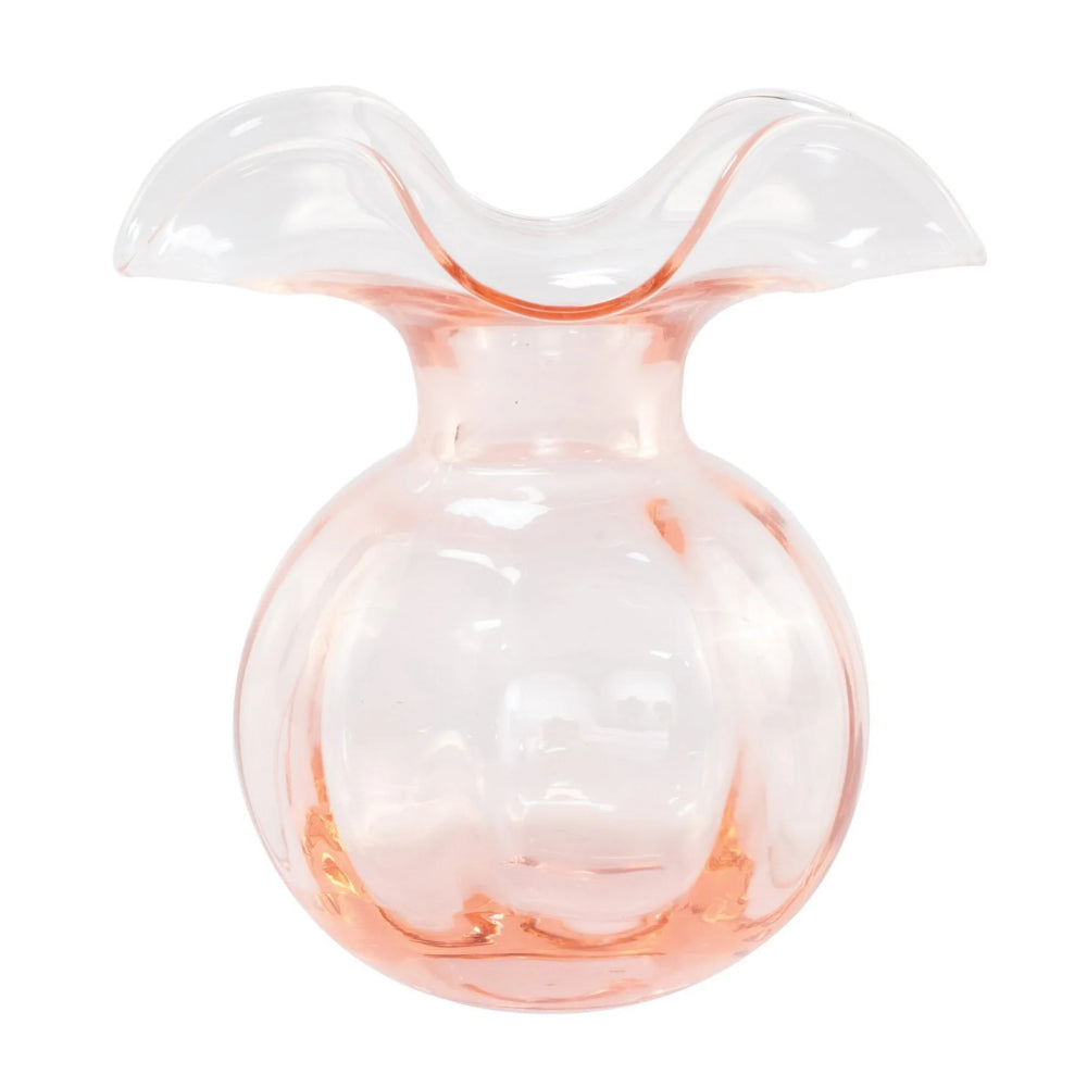 Vietri Medium-Sized Fluted Pink Hibiscus-Inspired Glass Flower Vase