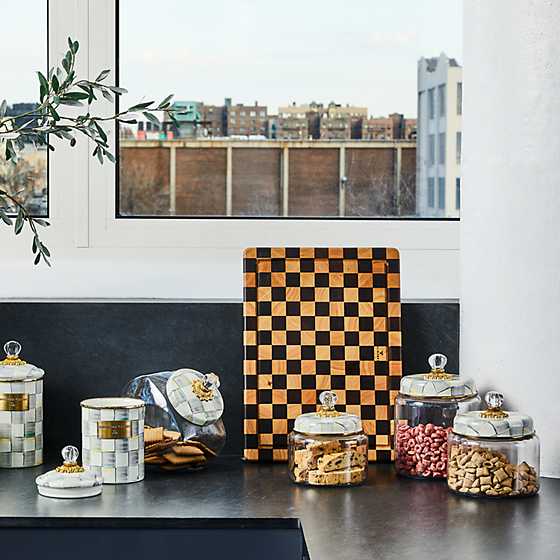 MacKenzie-Childs Hand-Painted Sterling Check Glass Kitchen Canister Set