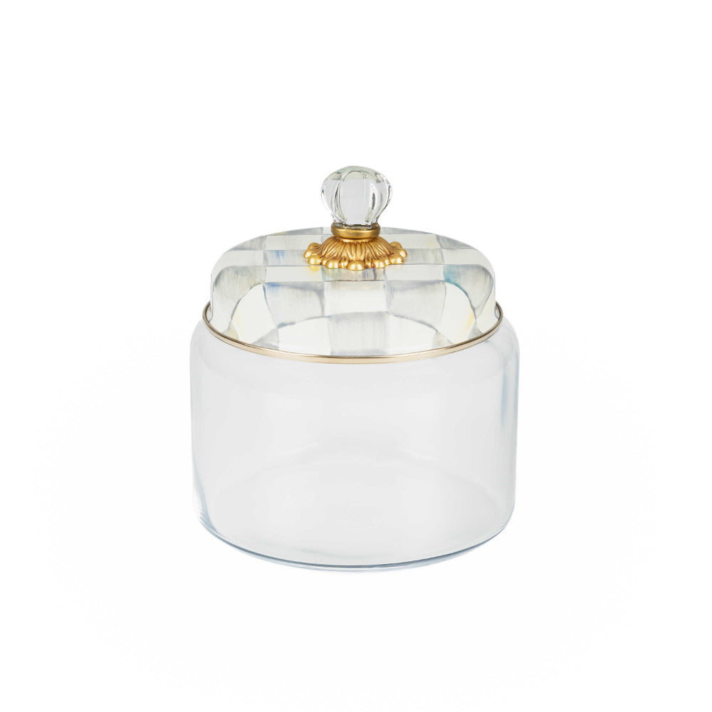 MacKenzie-Childs Hand-Painted Sterling Check Glass Kitchen Canister Set