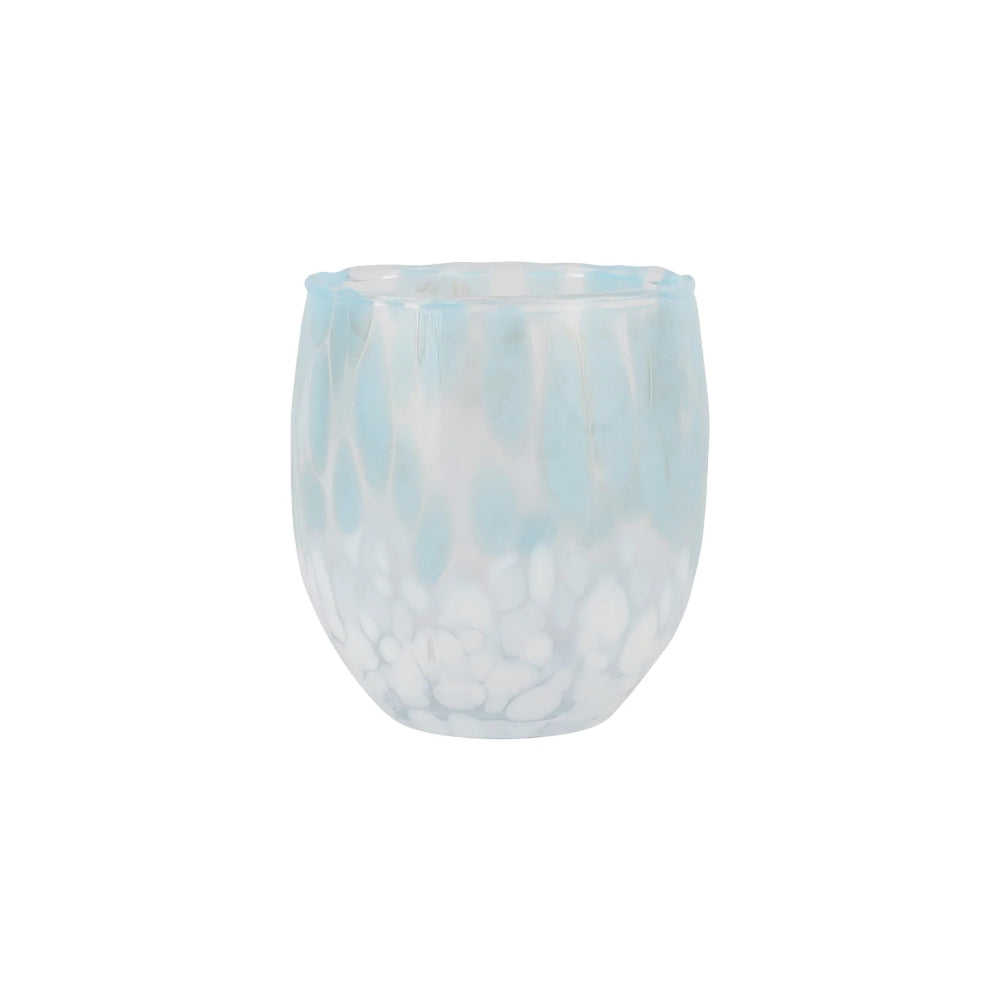 Vietri Nuvola Light Blue and White Double Old - Fashioned Glassware, 10 oz