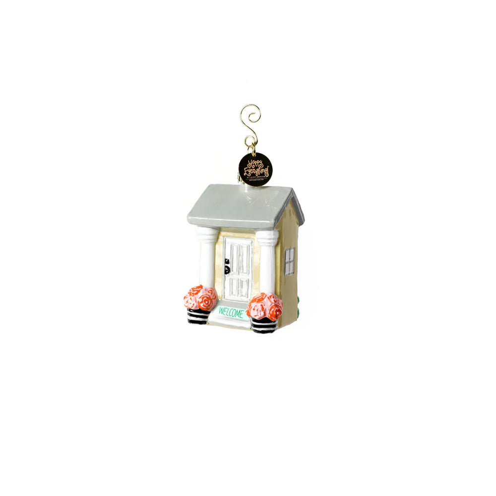 Happy Life-Inspiring Glass and Metal House Welcome Shaped Ornament