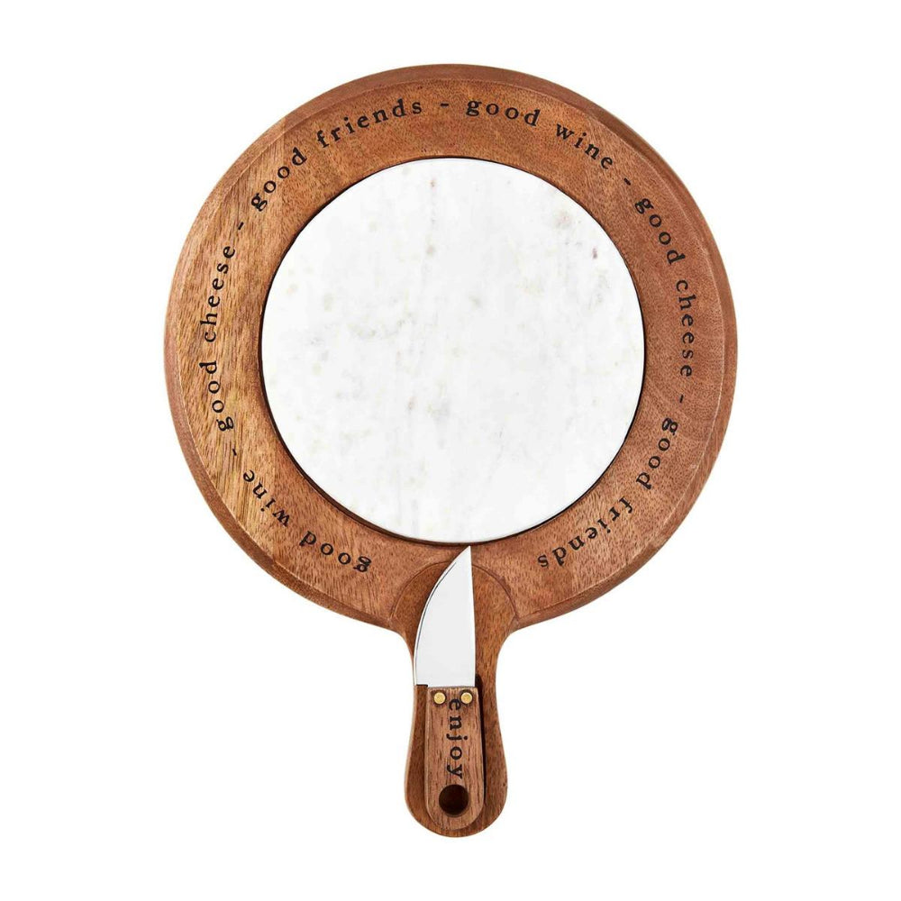 Mud Pie Premium Marble Inset Cheese Board Set for Cheese Lovers