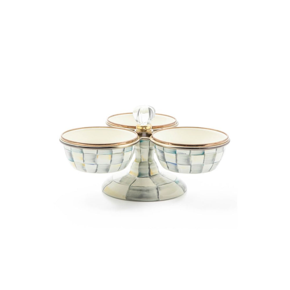 MacKenzie-Childs Triplicity Enamelware with Sterling Check Design